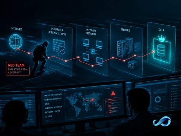 A Red Team emulating a real adversary against a corporate network